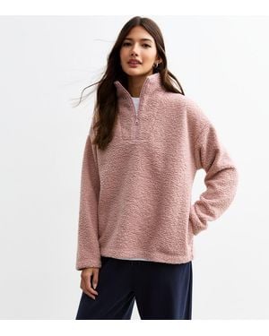 New Look Off Textured Borg Quarter Zip Sweatshirt in White Lyst UK