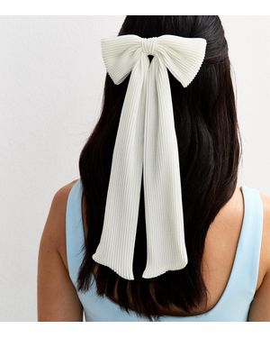 New Look Long Plisse Bow Hair Slide - Black