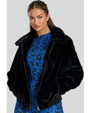 South Beach Faux Fur Zip Up Bomber Jacket New Look - Blue