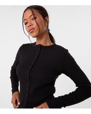 Pink Vanilla Ribbed Button Front Top New Look - Black