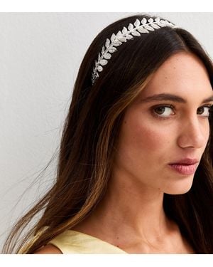 New Look Tone Leaf Headband - White