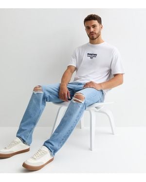 Jack & Jones Ripped-Knee Relaxed-Fit Jeans New Look - Blue