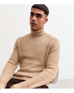 Jack & Jones Cody Ribbed Roll Neck Jumper New Look - Natural