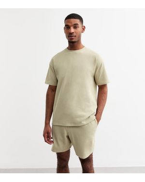 New Look Oversized Waffle Texture T-Shirt - Green