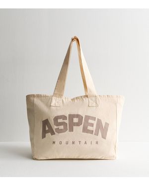 New Look Cream Aspen Print Canvas Tote Vegan - Natural