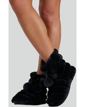 Loungeable Faux Fur Bootie Slippers New Look - Black