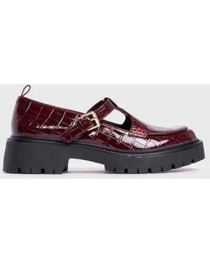 London Rebel Croc Effect Patent Mary Jane Shoes New Look - Purple