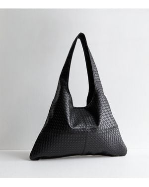 Public Desire Hobo Woven Leather Look Tote Bag New Look - Black