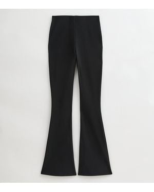 New Look Tall Ribbed Flared Trousers - Black
