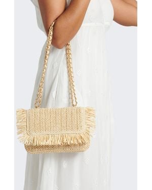 South Beach Woven Fringed Shoulder Bag New Look - White