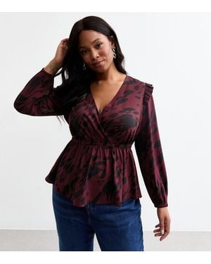 New Look Plus Size Animal Print Blouse Curves - Purple