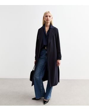 New Look Wool-Look Unlined Tailored Trench Coat - Blue