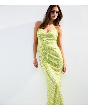 New Look Sequinned Cowl Neck Midi Dress - Green