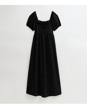 New Look Polka Dot Frill Trim Milkmaid Midi Dress - Black