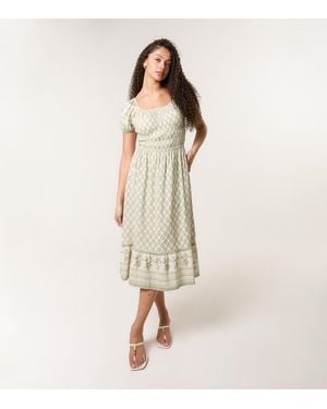 Blue Vanilla Border Print Dress New Look - Natural