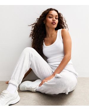 New Look Petite Light Jersey Cuffed Joggers - White