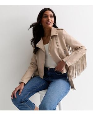 Pink Vanilla Leather Look Belted Biker Jacket Vanilla New Look in Black Lyst UK