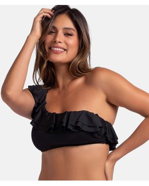 DORINA Ruffle Trim One Shoulder Bikini Top New Look - Black