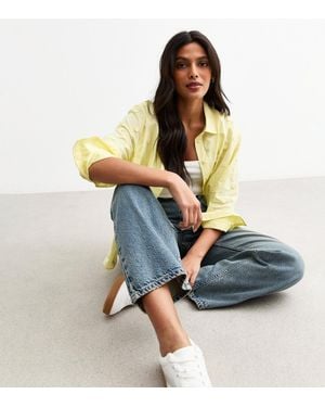 New Look Daisy Embroidered Cotton Shirt - Blue