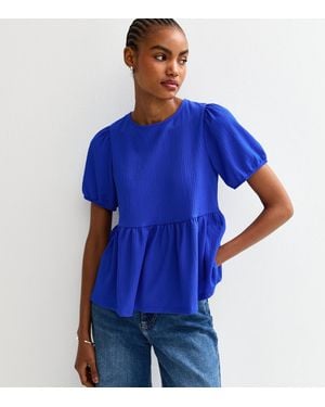 New Look Tall Tie Back Flared Hem Top - Blue