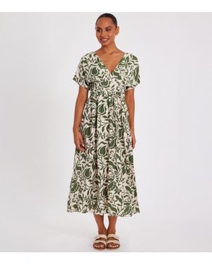 Quiz Light Khaki Tropical Print Midaxi Dress New Look - Green