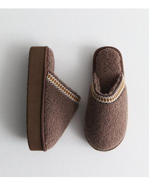 New Look Platform Sole Mule Slippers Vegan - Brown