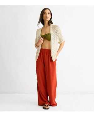 Gini London Short Sleeve Crochet Cardigan New Look - Red