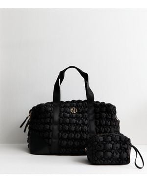 New Look Quilted Padded Duo Holdall Bag - Black