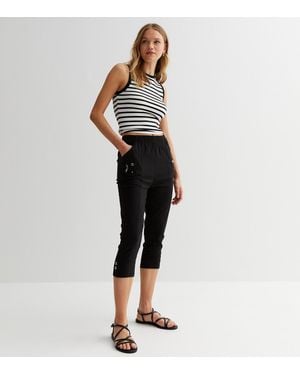 Blue Vanilla Crop Utility Trousers Vanilla New Look - Black