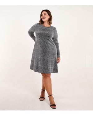 Blue Vanilla Plus Size Lurex Swing Dress Curves Vanilla New Look - Grey