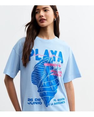 New Look Shell Graphic Print T-Shirt - Blue