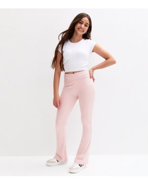 New Look Girls' Folded Waist Flared Leggings - Pink