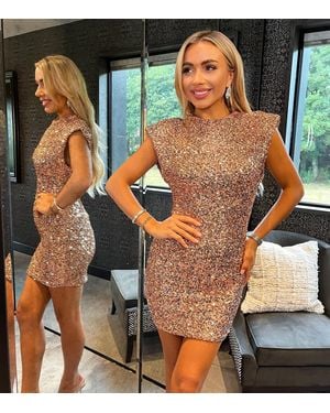 AX Paris Sequin High Neck Ruched Dress New Look - Metallic