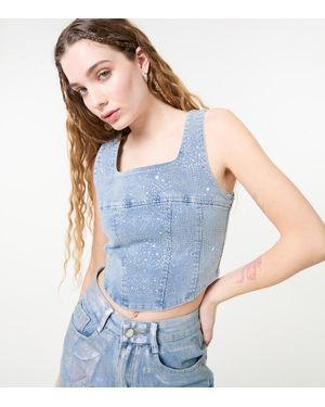 Pink Vanilla Diamante Corset Top New Look - Blue