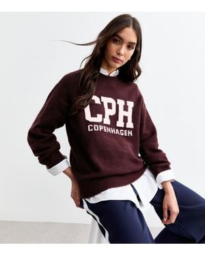 New Look Burgundy Copenhagen Knit Jumper - Multicolour