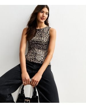 New Look Animal Print Slinky Jersey Vest - Black