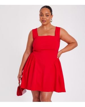 Quiz Curve Drop Waist Mini Dress New Look - Red