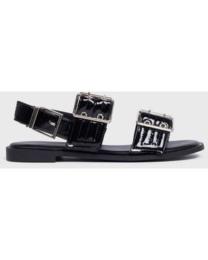 London Rebel Faux Leather Studded Ballet Court Shoes New Look - Black