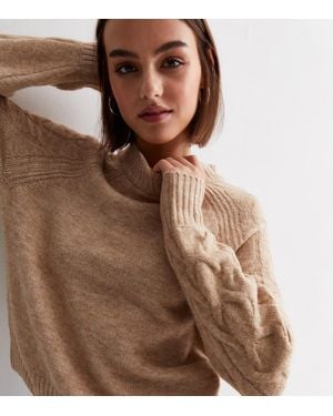 Jdy Cable Knit Crew Neck Jumper New Look - Brown