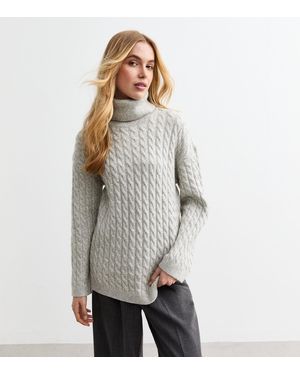 New Look Cable Knit Roll Neck Jumper - Grey