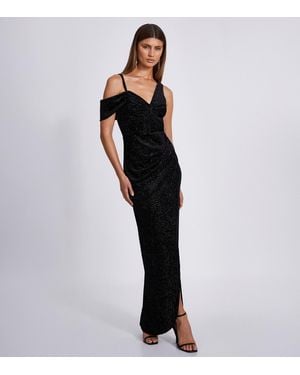 Quiz Embellished Velvet Cowl Neck Midi Dress New Look - Black