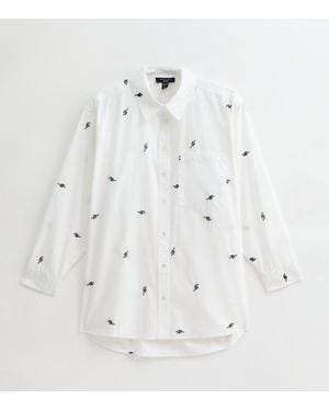 New Look Petite Cactus Embroidered Long Sleeve Shirt - White