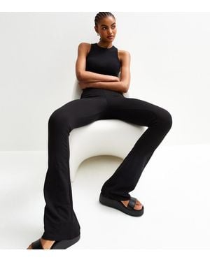 New Look Tall High Waist Kick Flare Leggings - Black