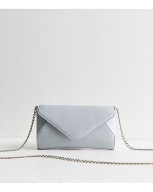 New Look Light Pebbled Faux Leather Envelope Clutch - White