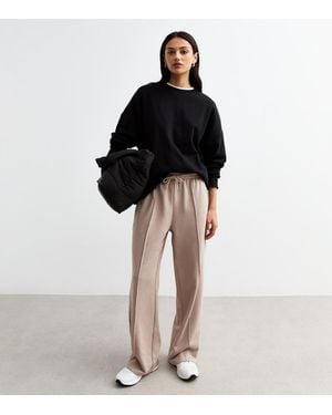 New Look Pintuck Wide Leg Joggers - Black