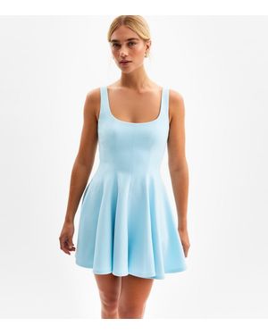 New Look Square Neck Flared Mini Dress - Blue