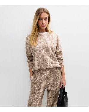 New Look Off Snake Print Side Split Sweatshirt - Natural