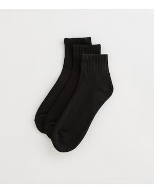New Look Pack Of 3 Ribbed Ankle Socks - Black