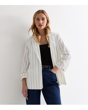 New Look Pinstripe Single Button Blazer - Multicolour