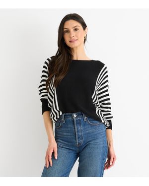 Gini London Stripe Batwing Knitted Top New Look - Black